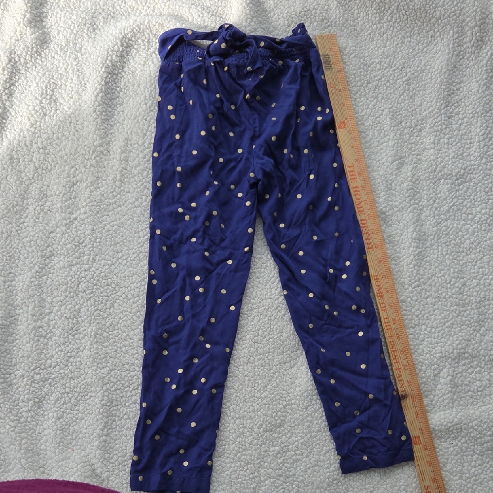 Mini Boden Size 9 Years Pull On Pants With Pocket Navy and Gold Polka Dot
